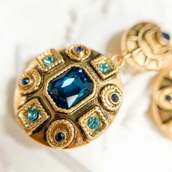 Blue Crystal Earrings, Bridal Crystal Earrings, Bridesmaids Crystal Earrings - Picture 5 of 11